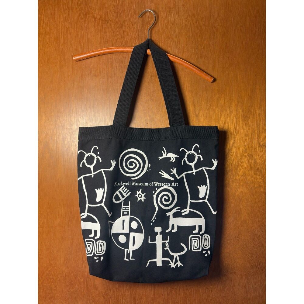 Rockwell Museum Western Art Cotton Canvas Tote Bag Tewa Tees Petroglyph Graphic